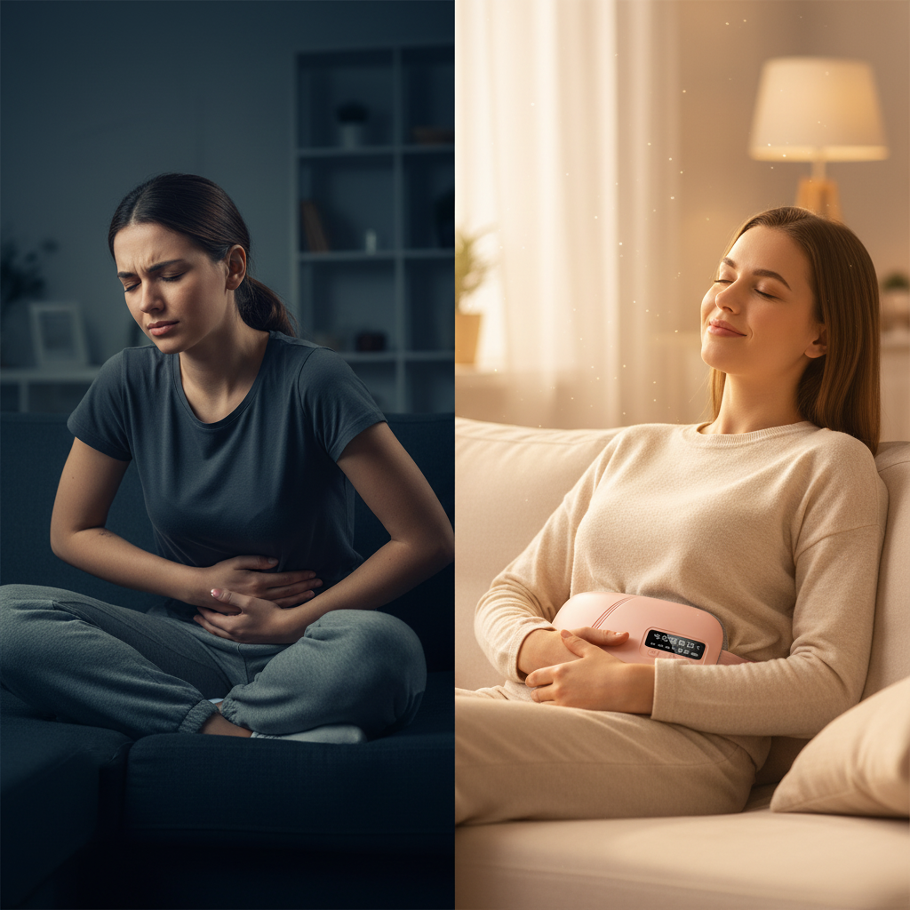 5 Modes Electric Heating Vibration Waist Massage Belt Smart Warm Palace Women Menstrual Heating Pad for for Cramps Period Relief