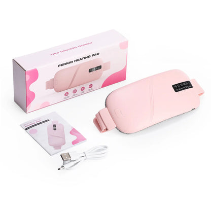 5 Modes Electric Heating Vibration Waist Massage Belt Smart Warm Palace Women Menstrual Heating Pad for for Cramps Period Relief